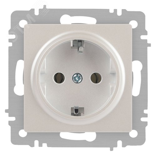Изображение товара Розетка однофазная скрытого монтажа, в рамку с заземлением без шторок перламутр 16А 250В IP20 винтовые зажимы 6-202-06 Intro Accent (шт)