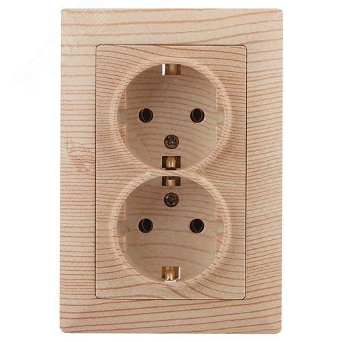 Изображение товара Розетка однофазная двойная скрытого монтажа, в рамку с заземлением без шторок сосна 16А 250В IP20 4-205-11 Intro Solo (шт)