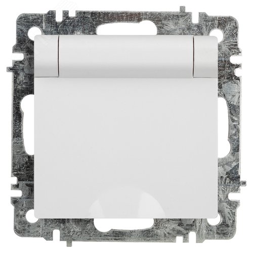 Изображение товара Розетка однофазная скрытого монтажа, в рамку с заземлением без шторок с крышкой 16А 250В IP20 винтовые зажимы белый 6-410-03 Intro Accent (шт)