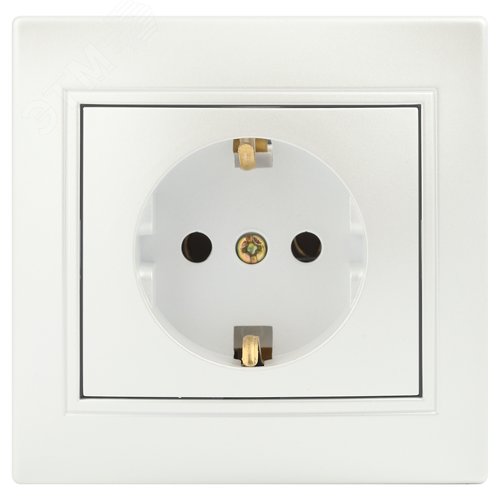 Изображение товара Розетка однофазная скрытого монтажа, в рамку с заземлением без шторок перламутр 16А 250В IP20 1-202-06 Intro Plano (шт)