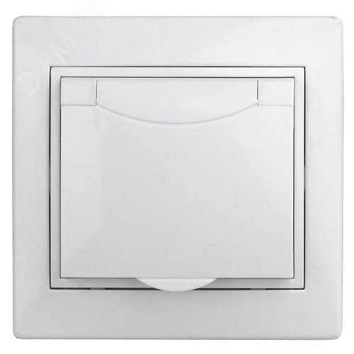 Изображение товара Розетка однофазная скрытого монтажа, в рамку с заземлением со шторками белый с крышкой 16А 250В IP44 винтовые зажимы 1-209-01 Intro Plano (шт)