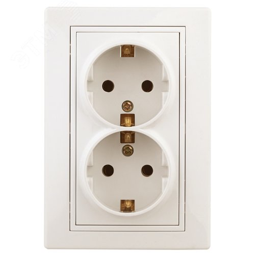 Изображение товара Розетка однофазная двойная скрытого монтажа, в рамку с заземлением без шторок слоновая кость 16А 250В IP20 1-205-02 Intro Plano (шт)
