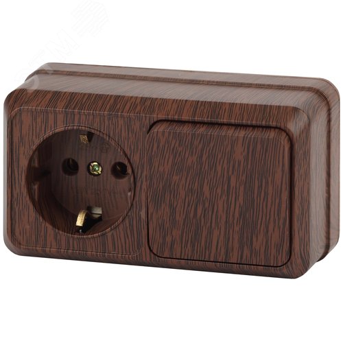 Изображение товара Блок розетка с выключателем Intro Quadro 2-701-10 горизонтальный 10(16)А-250В, IP20, ОУ, венге (шт)