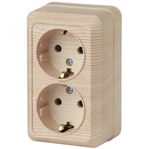Изображение товара Розетка однофазная наружная (открытой установки) с заземлением без шторок сосна 16А 250В IP20 2-204-11 Intro Quadro (шт)