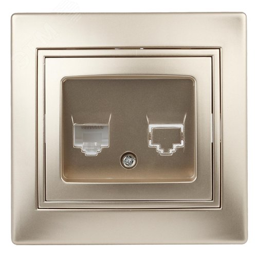 Изображение товара Розетка информационная RJ45, СУ, Plano, шампань, 1-303-04 (шт)