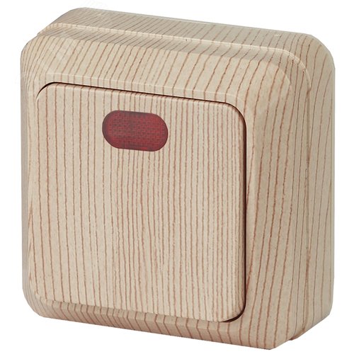 Изображение товара Выключатель одноклавишный наружный (открытой установки) с подсветкой сосна 10А 250В Intro Quadro 2-102-11 (шт)