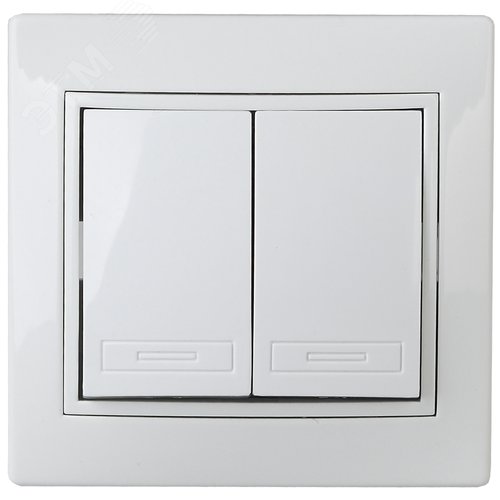Изображение товара Выключатель двухклавишный, в рамку (скрытого монтажа) белый 10А 250В Intro Plano 1-104-01 (шт)