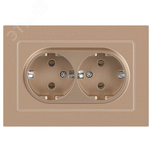 Изображение товара Розетка однофазная двойная скрытого монтажа, в рамку с заземлением без шторок Шампань 16А 250В IP20 винтовые зажимы 6-205-04 Intro Accent (шт)