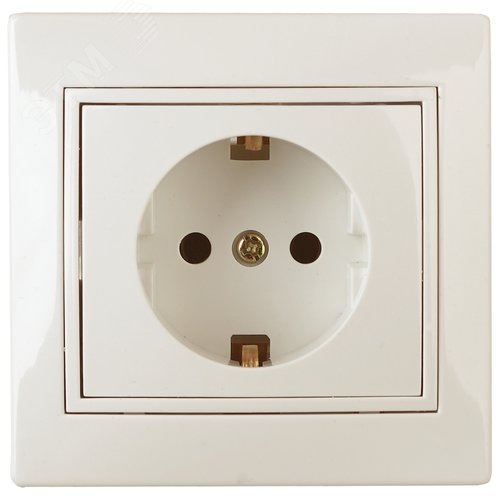 Изображение товара Розетка однофазная скрытого монтажа, в рамку с заземлением без шторок слоновая кость 16А 250В IP20 1-202-02 Intro Plano (шт)