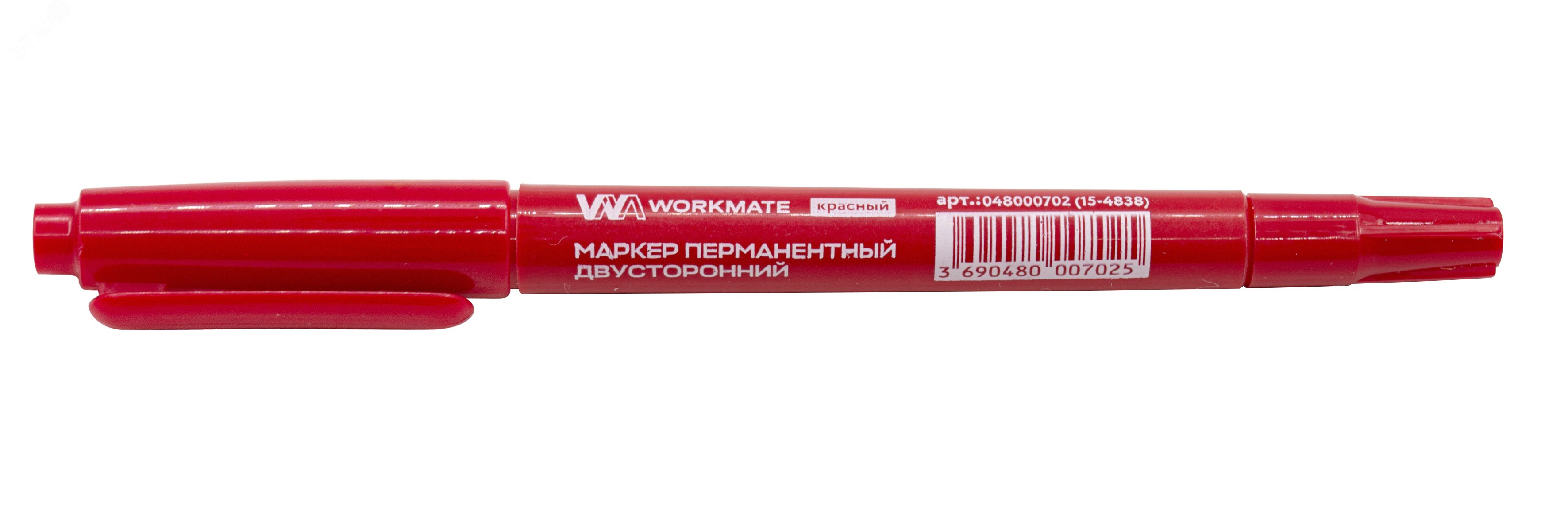 Изображение товара Маркер перманентный, двусторонний, цвет красный, ширина линии 0,5-1мм (шт)
