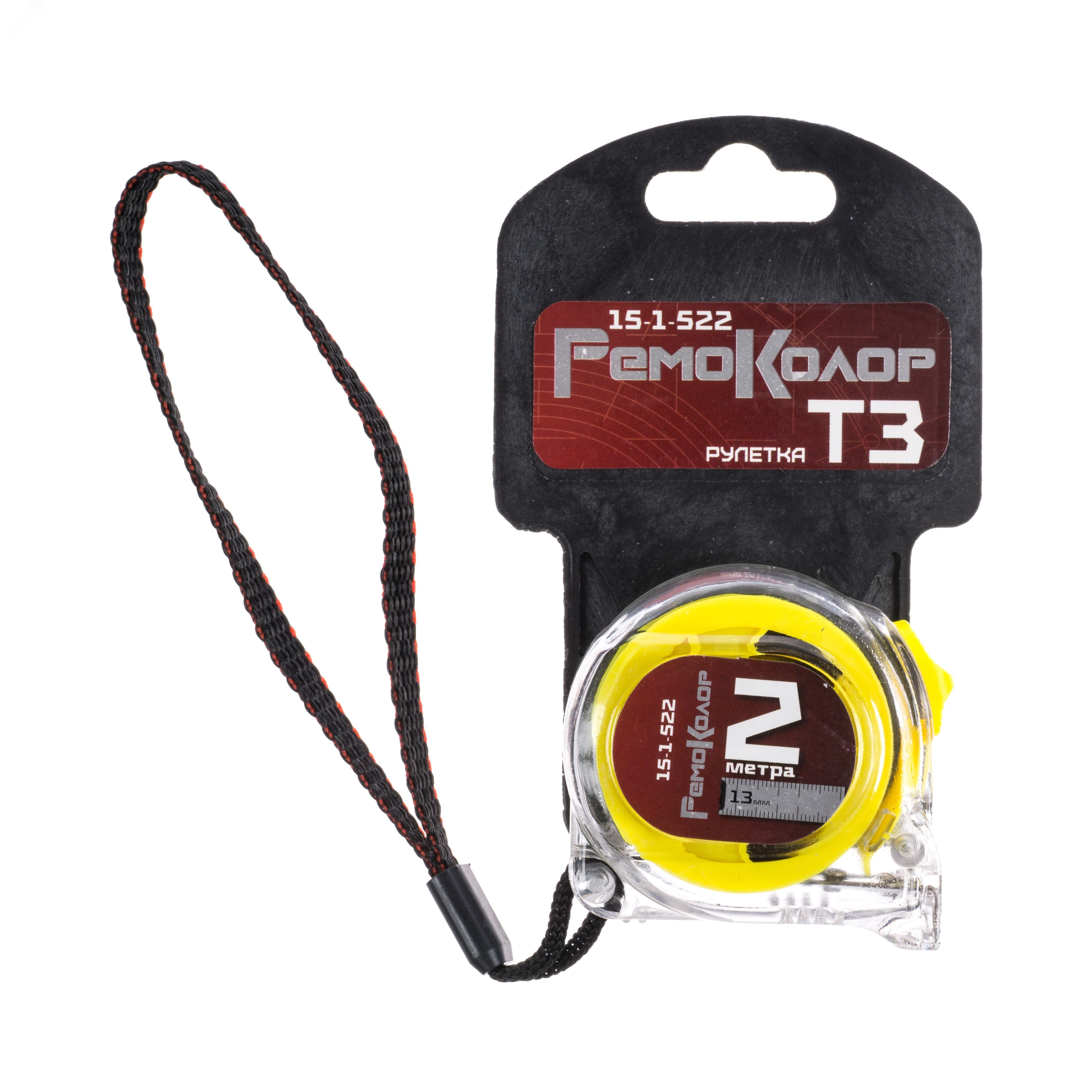 Изображение товара Рулетка Т3, прозрачный корпус из ABS-пластика, трехслойное покрытие ленты, 2мх13мм (шт)