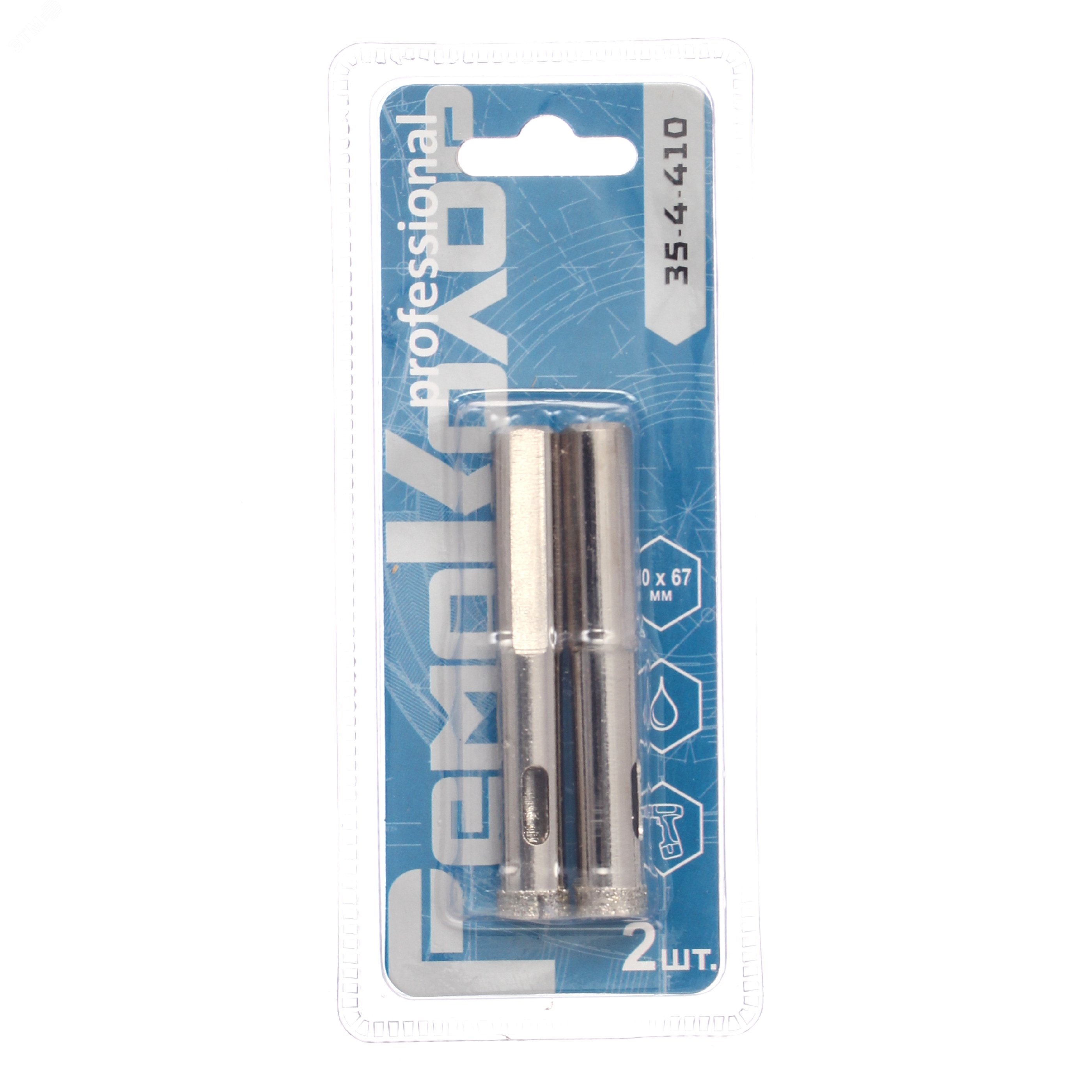 Изображение товара Коронка алмазная по стеклу и керамограниту 67 мм РемоКолор 2 шт