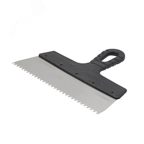 Изображение товара Шпатель фасадный Мастер, зубчатый, нерж. сталь 0,4мм, пластик. рукоятка, 250мм, зуб 4х4мм (шт)