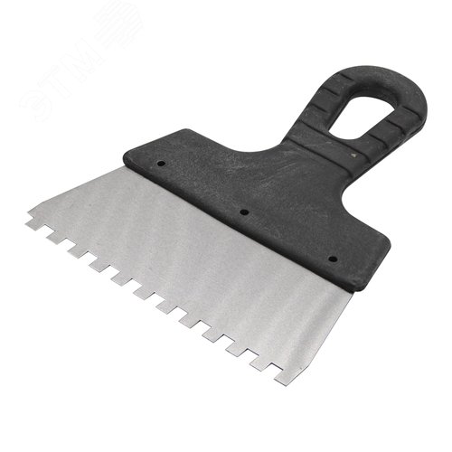 Изображение товара Шпатель фасадный Мастер, зубчатый, нерж. сталь 0,4мм, пластик. рукоятка, 150мм, зуб 6х6мм (шт)