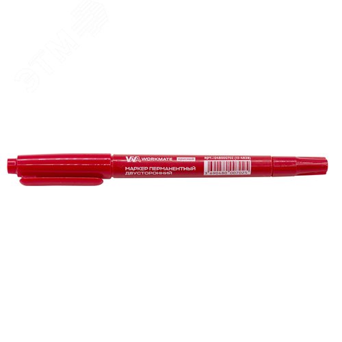 Изображение товара Маркер перманентный, двусторонний, цвет красный, ширина линии 0,5-1мм (шт)