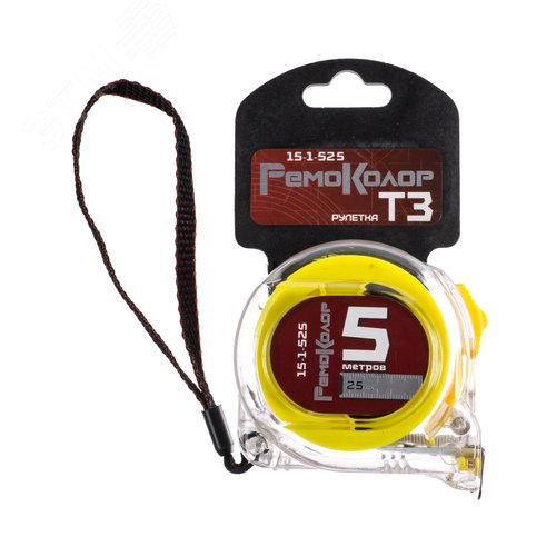 Изображение товара Рулетка Т3, прозрачный корпус из ABS-пластика, трехслойное покрытие ленты, 5мх25мм (шт)