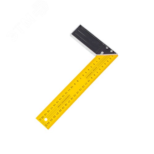 Изображение товара Угольник столярный металлический, основание+линейка, двусторонняя разметка в см, 350мм (шт)