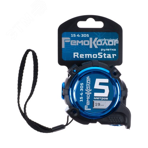 Изображение товара Рулетка RemoStar, обрезиненный корпус, усиленная лента, автостоп, 5мх19мм, (шт)