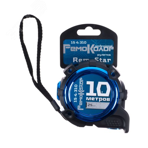 Изображение товара Рулетка RemoStar, обрезиненный корпус, усиленная лента, автостоп, 10мх25мм (шт)