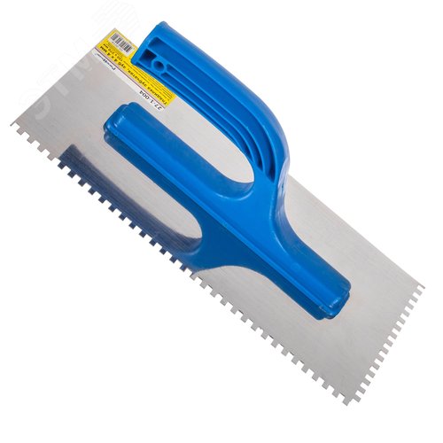 Изображение товара Гладилка зубчатая нержавеющая сталь, пластиковая рукоятка, 130х270мм, зуб 4х4мм (шт)