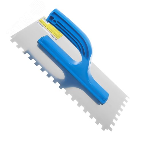 Изображение товара Гладилка зубчатая нержавеющая сталь, пластиковая рукоятка, 130х270мм, зуб 6х6мм (шт)