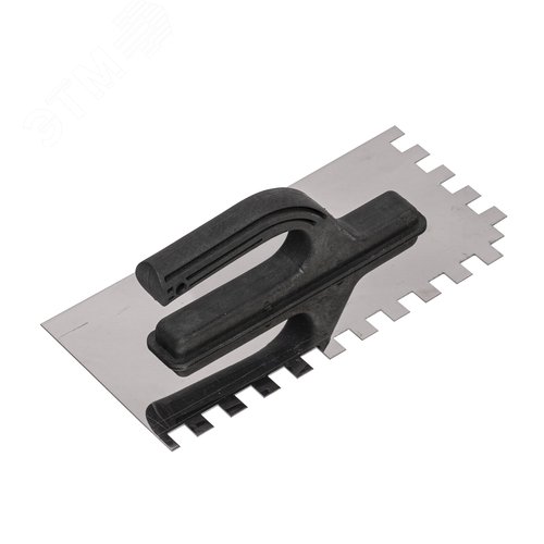 Изображение товара Гладилка зубчатая нержавеющая сталь, пластиковая рукоятка, 130х270мм, зуб 12х12мм (шт)