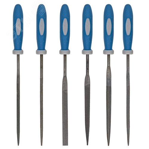 Изображение товара Набор надфилей пластмассовые рукоятки, 6 предметов, 3x140 мм (упак)