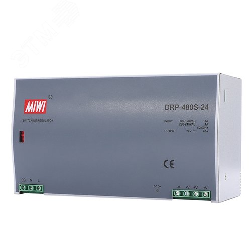Изображение товара Блок питания MIWI на DIN-рейку DRP-480-24 (шт)