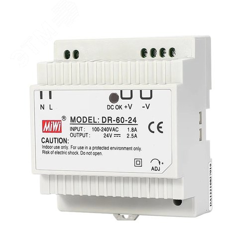 Изображение товара Блок питания MIWI на DIN-рейку DR-60-24 (шт)