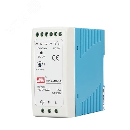 Изображение товара Блок питания MIWI на DIN-рейку MDR-40-24 (шт)