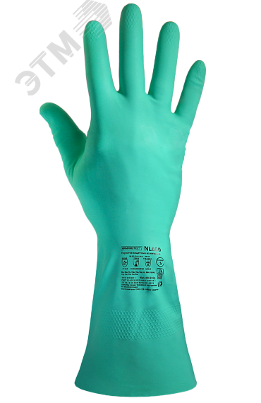 Изображение товара Перчатки химостойкие нитрильные с внутренним хлопковым напылением, толщина 0,35 мм, зелёные ArmProtect NL600, р.S (7) (пар)