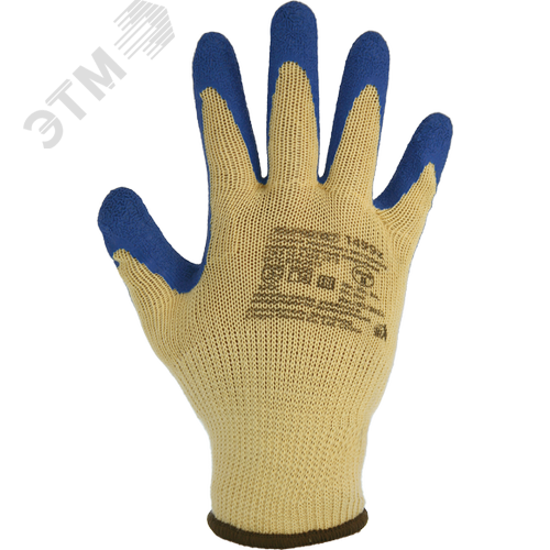 Изображение товара Перчатки х/б бесшовные с покрытием из рельефного текстурированного латекса ArmProtect 1499z. Цвет белый/синий р.11 (пар)