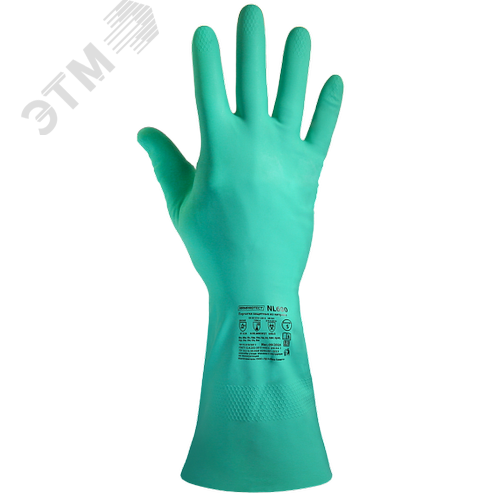 Изображение товара Перчатки химостойкие нитрильные с внутренним хлопковым напылением, толщина 0,35 мм, зелёные ArmProtect NL600, р.M (8) (пар)