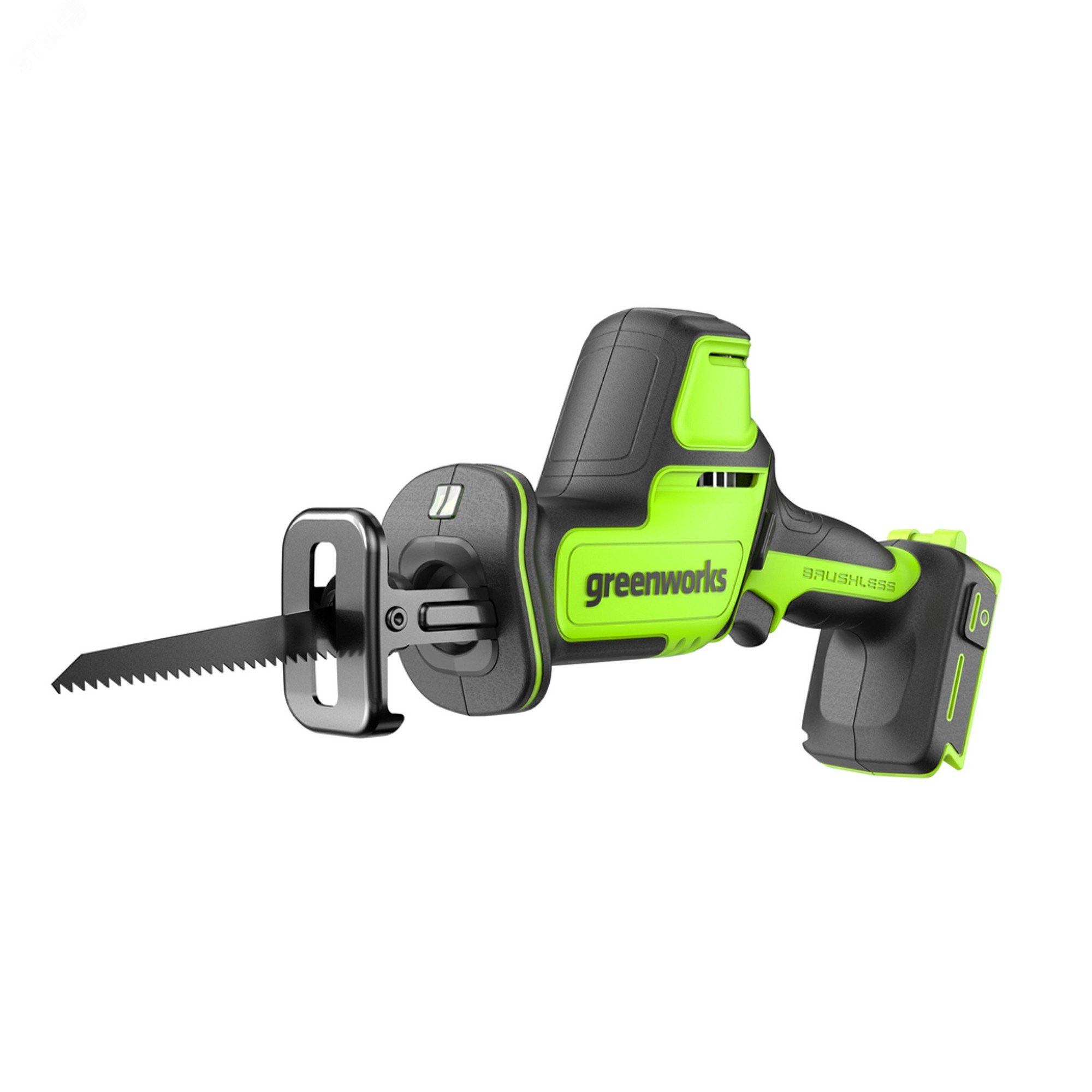 Изображение товара Пила сабельная акк. Greenworks GPT-CRS-25, 24V, б/щет, 0-3000/мин, рез 80 мм дер., LED, без АКБ и ЗУ (1200507) (шт)