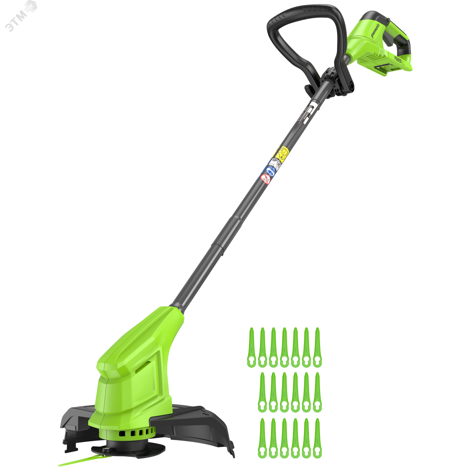 Изображение товара Триммер аккумуляторный Greenworks G24LT251, 24 V, 25 см, с 1хАКБ 2Ач и ЗУ, (2113307SA) (шт)
