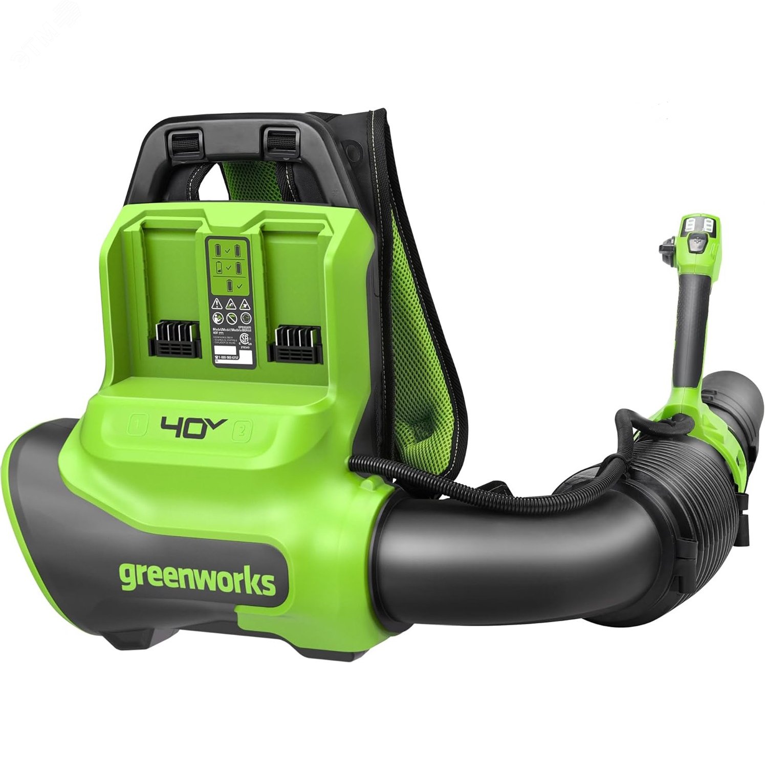 Изображение товара Ранцевая воздуходувка аккумуляторная Greenworks GD40BPG2, 40V, бесщеточная, без АКБ и ЗУ (2408107) (шт)