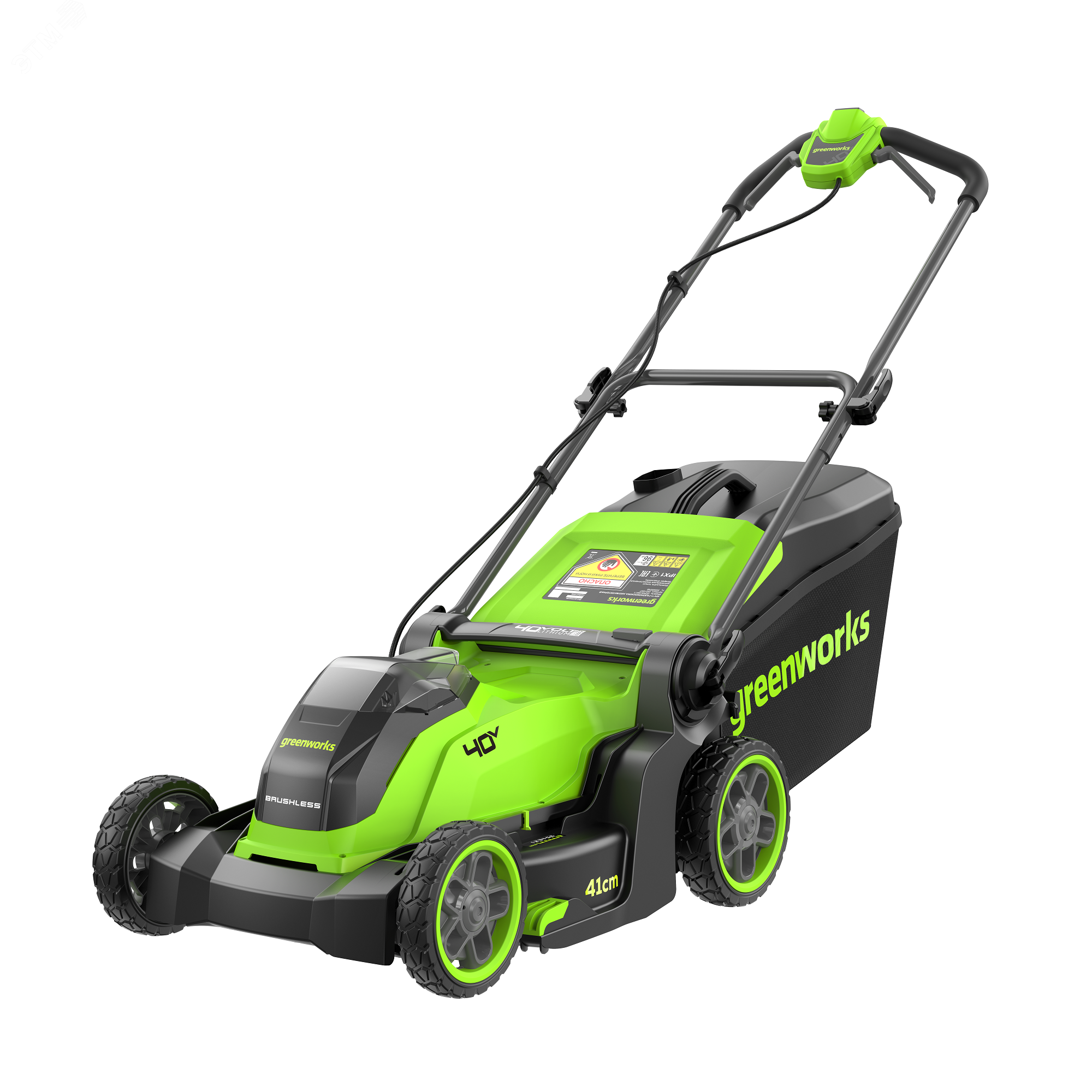 Изображение товара Газонокосилка аккумуляторная Greenworks GD40LM411, 40V, бесщеточная, 41 см, без АКБ и ЗУ (2521007) (шт)