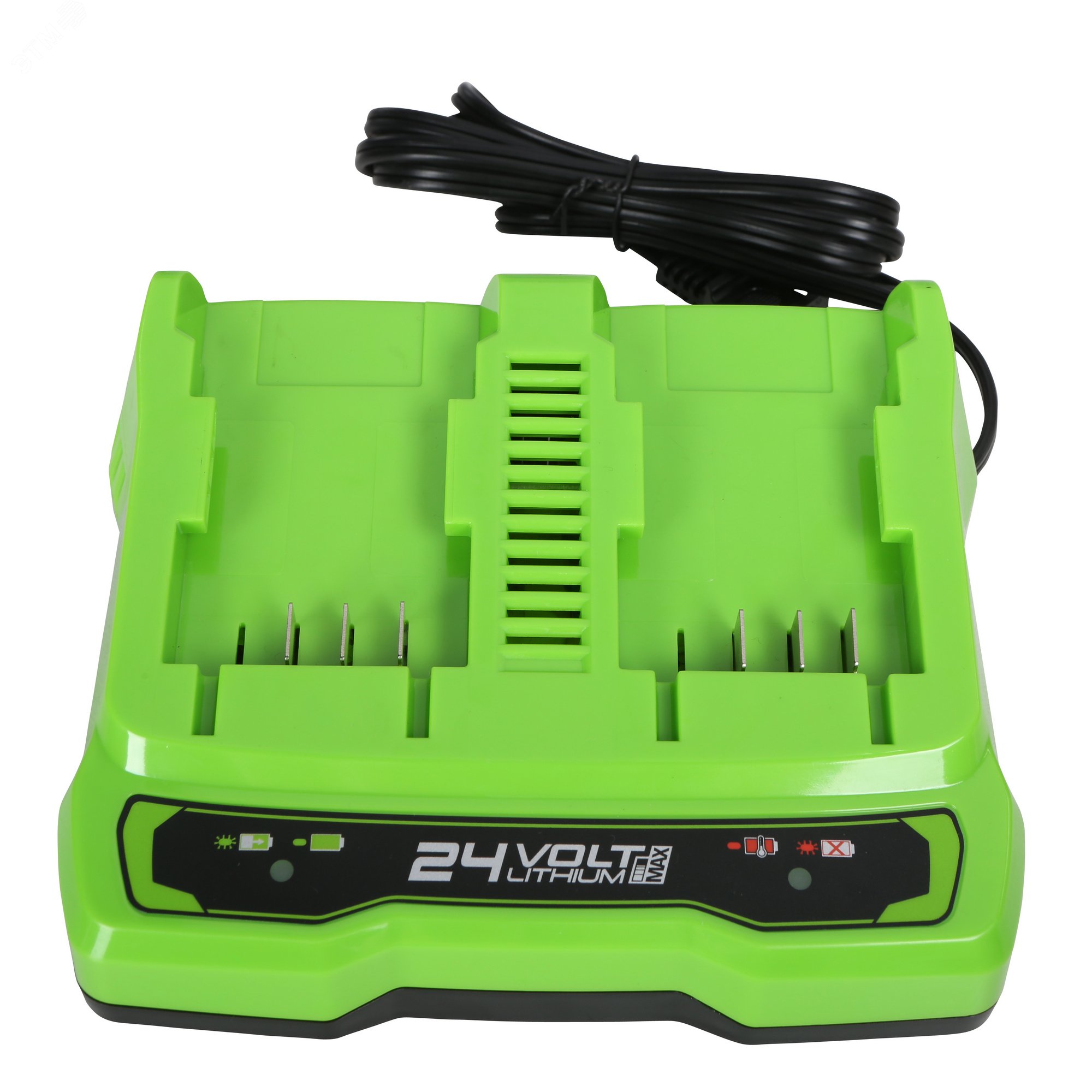 Изображение товара Greenworks G24X2UC2 - зарядное устройство для аккумуляторов 24V с индикатором и защитой