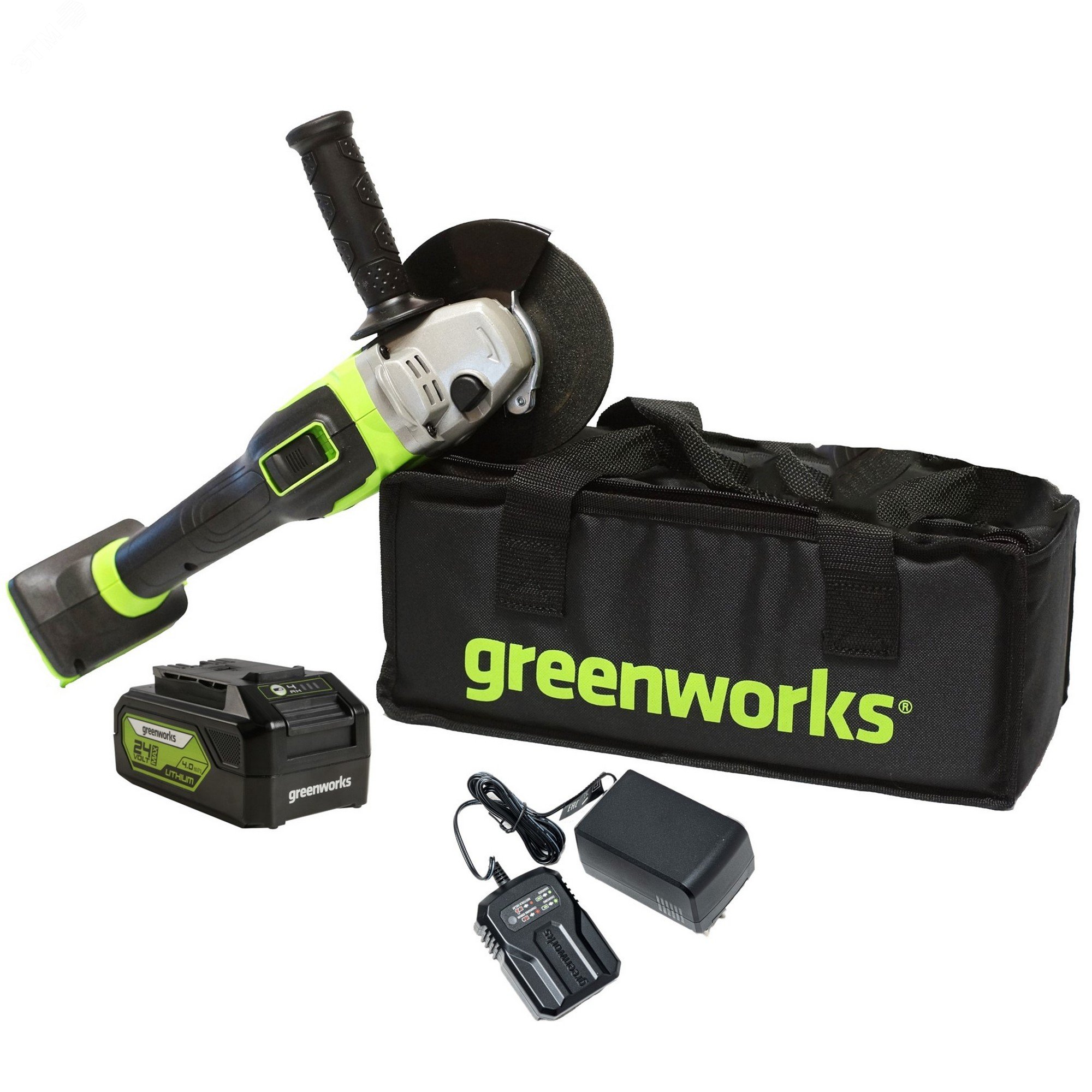 Изображение товара Угловая шлифовальная машина Greenworks GD24AG 24V 125 мм бесщеточная