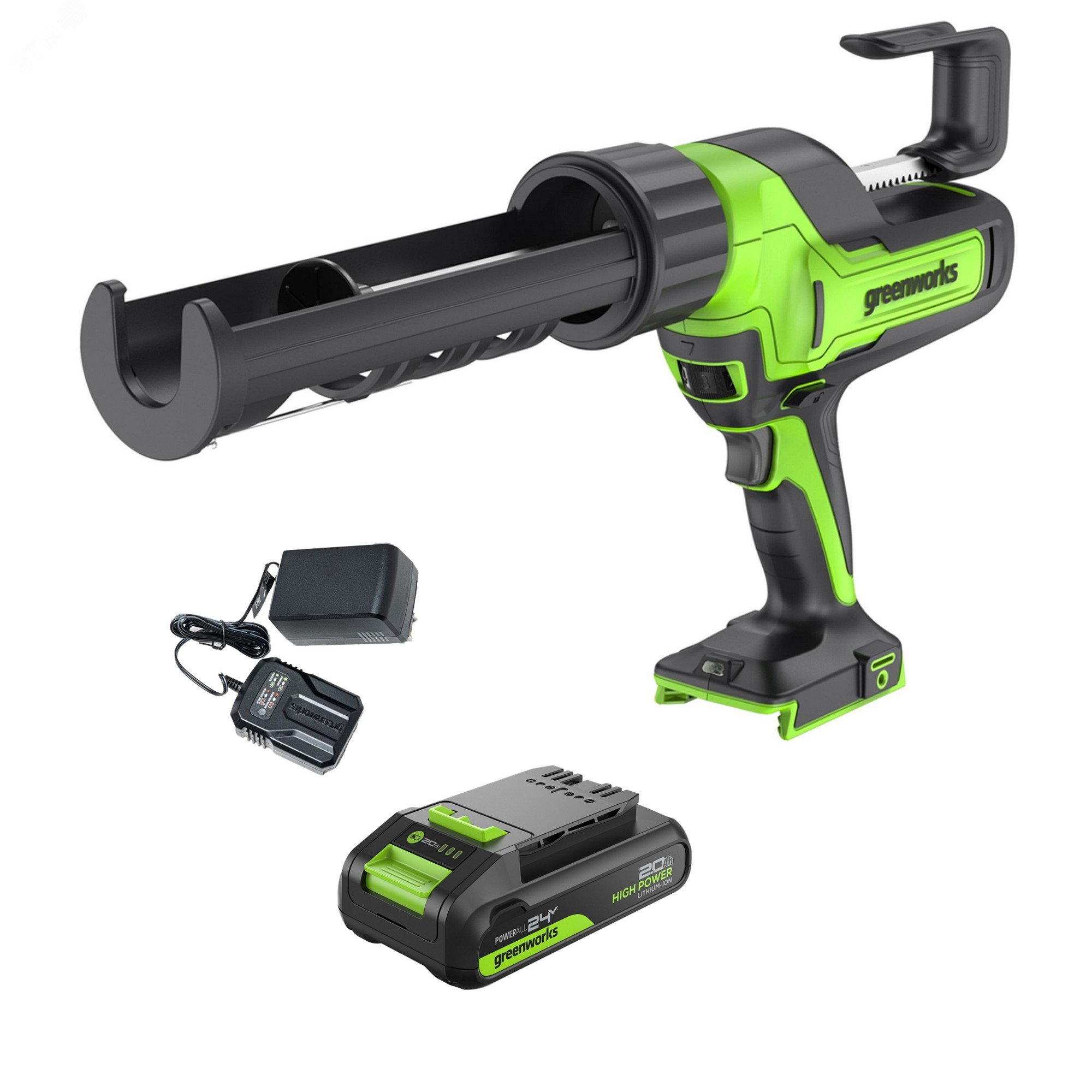 Изображение товара Аккумуляторный пистолет для герметиков Greenworks G24CAU 24V профессиональный