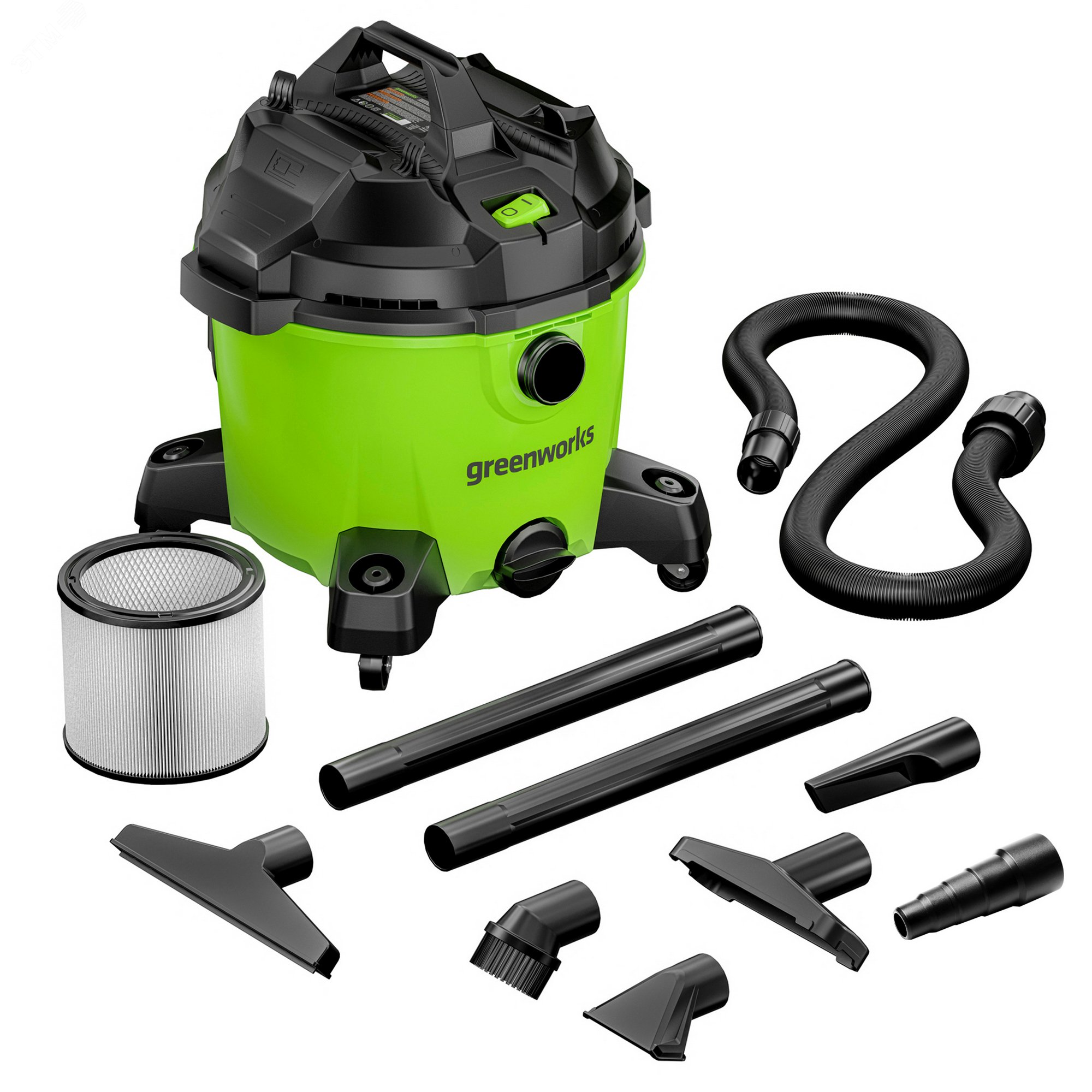 Изображение товара Строительный пылесос G120WDV 220V, 34л, 1200Вт, сух/влаж уборка, 225 мбар, 180 м3/час, 2 трубки, 6 насадок (4701207) (шт)