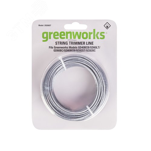 Изображение товара Круглая леска для триммера Greenworks, 2мм, 20м, (2926607) (шт)