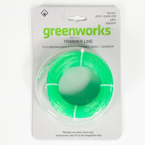 Изображение товара Витая леска для триммера Greenworks, 2,4мм, (2950207) (шт)