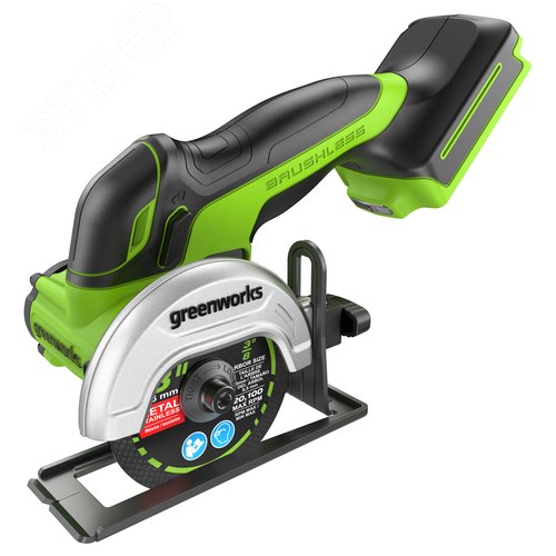 Изображение товара Угловая мини-шлифмашина акк. Greenworks GD24UCS, 24V, б/щет, 20000 об/мин,76 мм, рез 18 мм, без АКБ и ЗУ (3402007) (шт)