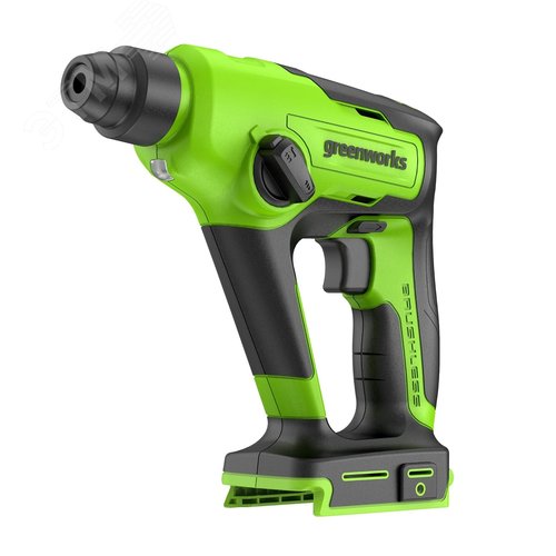 Изображение товара Перфоратор акк. Greenworks GD24SDS1, 24V, б/щет, 1,2 Дж, 4800 уд/мин, 12 мм, без АКБ и ЗУ (3803107) (шт)