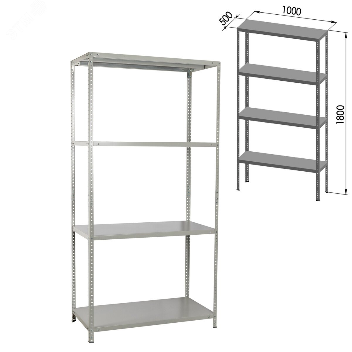 Изображение товара Металлический сборный стеллаж BRABIX MS KD-180/50-4 180x100x50 см