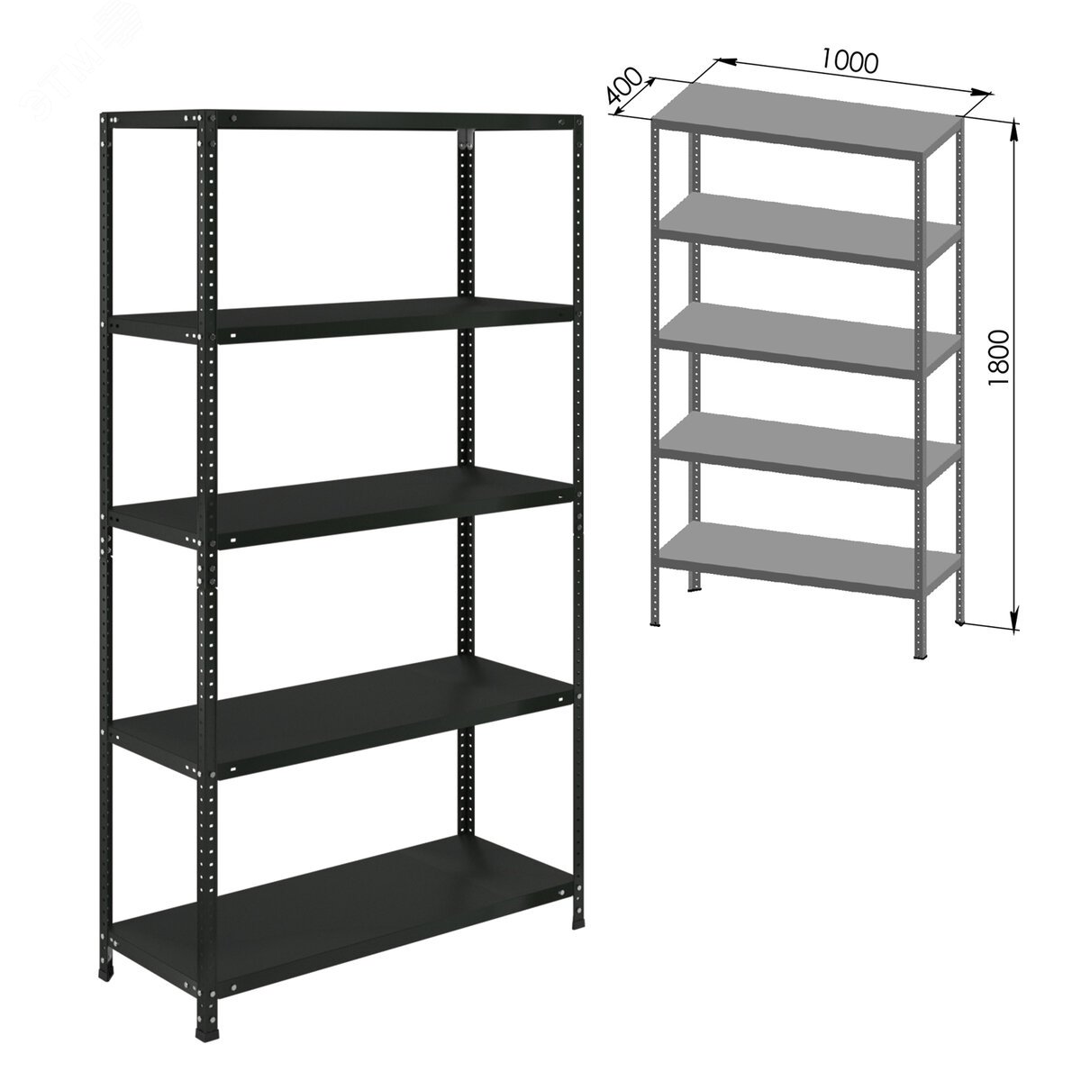 Изображение товара Стеллаж металлический BRABIX ГРАФИТ MS KD-180/40-5 для офиса и склада