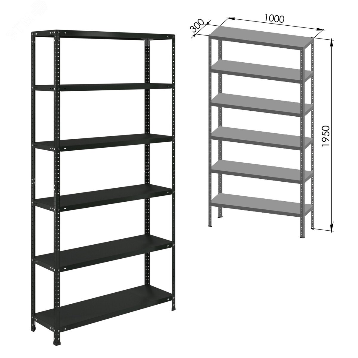 Изображение товара Металлический стеллаж BRABIX ГРАФИТ MS KD-195/30-6 6 полок для хранения