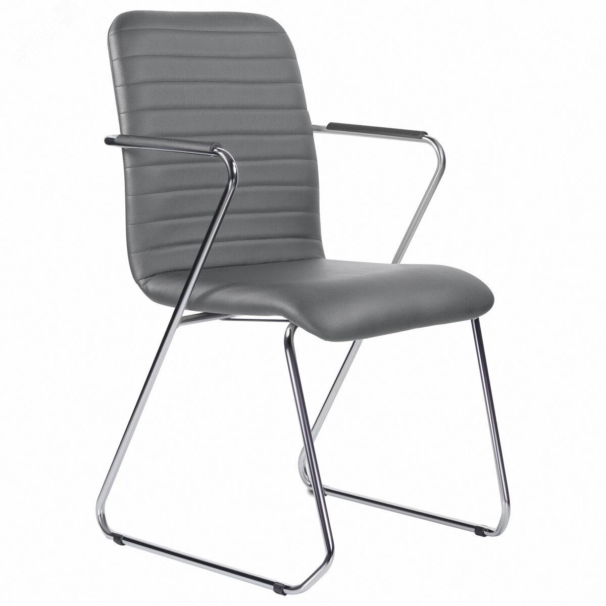 Изображение товара Кресло для приемных и переговорных BRABIX Visit CF-101, хром, экокожа, темно-серое (S-0422), 532561 (шт)