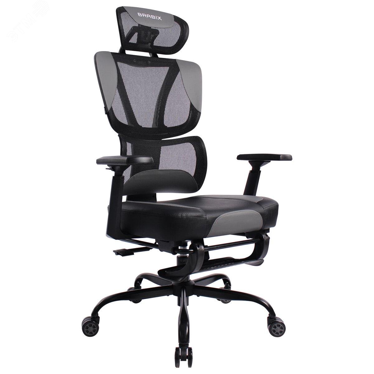 Изображение товара Кресло BRABIX PREMIUM Venom GM-530, подножка, синхромеханизм, экокожа/сетка, черное/серое, 532951 (шт)